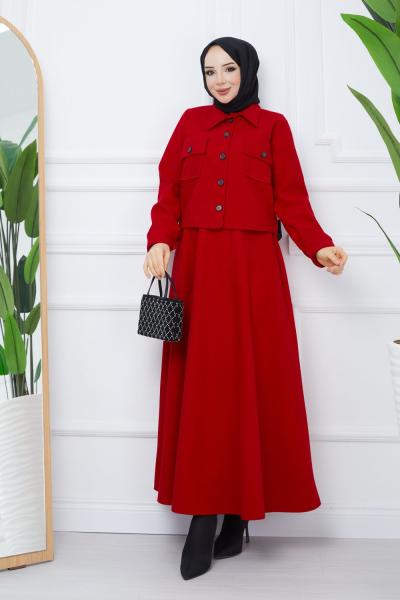 Nevra kaşe Takım Kırmızı