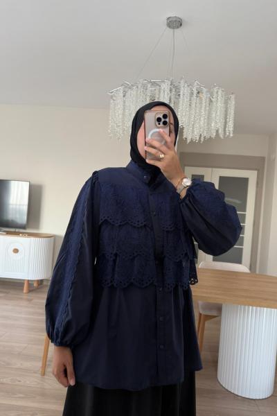 Dantel Gömlek Lacivert