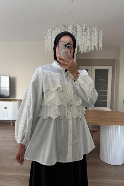 Dantel Gömlek Beyaz