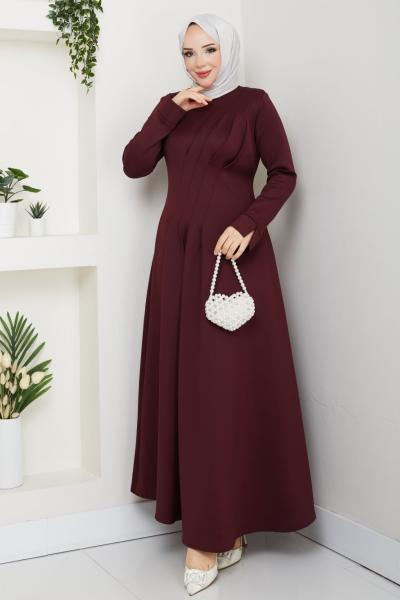 Scuba Elbise Bordo