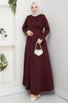 Scuba Elbise Bordo