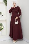 Scuba Elbise Bordo