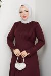 Scuba Elbise Bordo