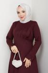 Scuba Elbise Bordo