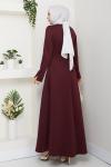 Scuba Elbise Bordo