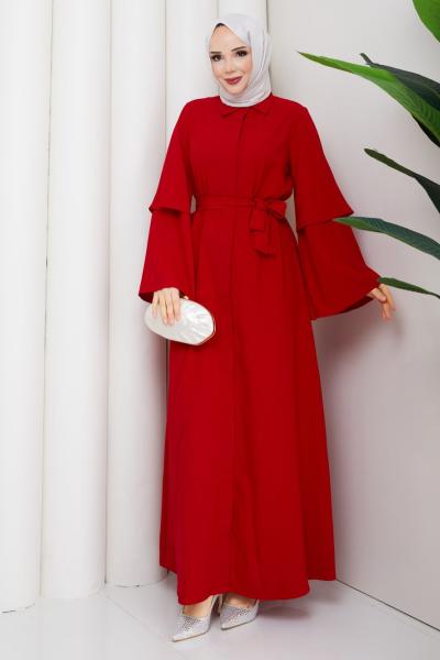Ezel Ferace Elbise Kırmızı