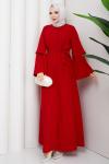 Ezel Ferace Elbise Kırmızı