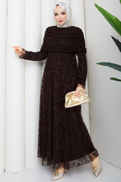 Dantel Elbise Kahve