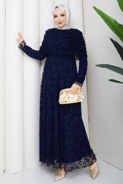 Dantel Elbise Lacivert