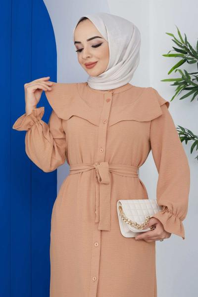 Volan Ferace Elbise Krem