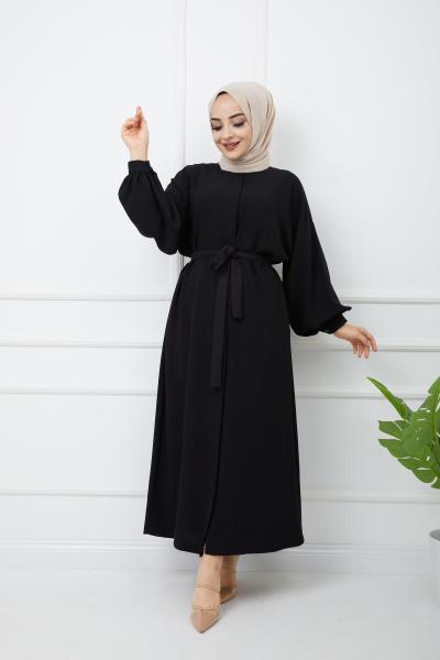 Zarif Ferace Elbise Siyah