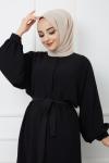 Zarif Ferace Elbise Siyah