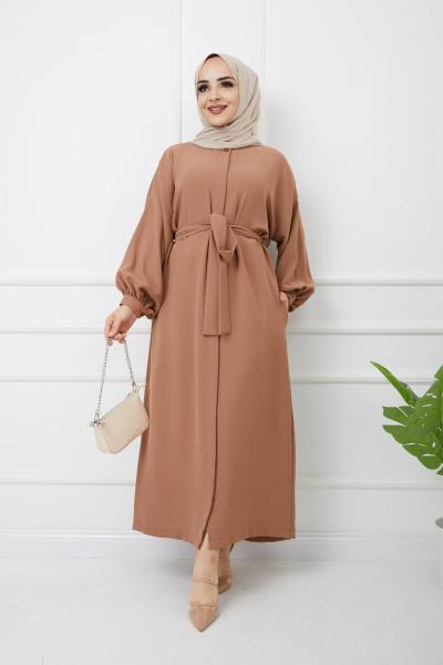 Zarif Ferace Elbise Camel