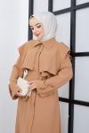 Pelerinli Ferace Elbise Camel