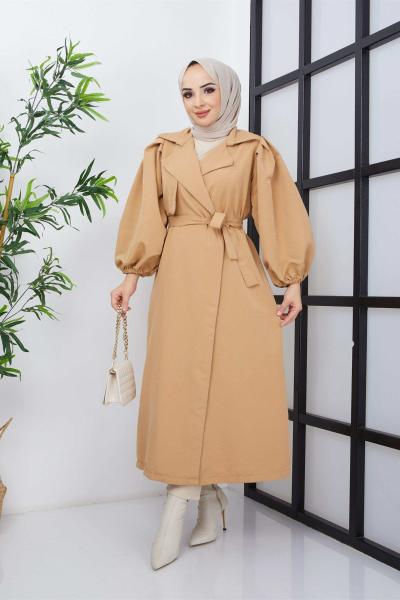 Balon Kol Trençkot Krem