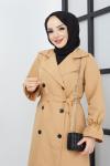Düz Trrençkot Krem