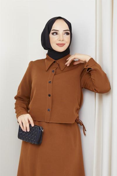 Crop Takım Kahverengi