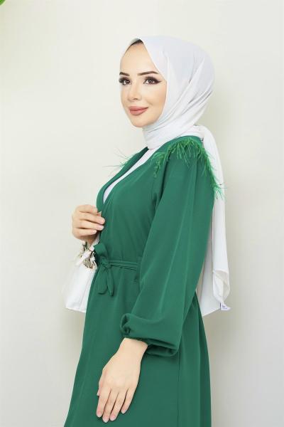 Tüy Detaylı Kap Yeşil