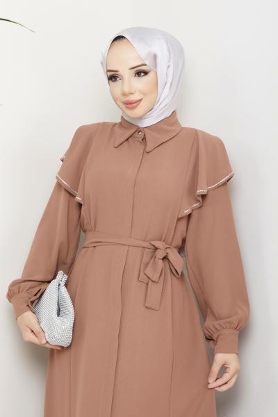 Büşra Ferace Elbise Camel