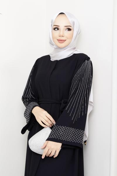 Ela Ferace Elbise Siyah