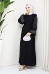 Ela Ferace Elbise Siyah