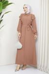 Büşra Ferace Elbise Camel