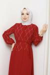 Manolya Ferace Elbise Kırmızı