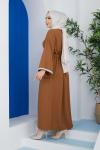 Şerit Ferace Elbise Camel