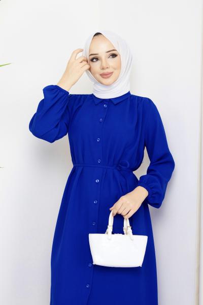 Uzun Tunik Elbise Mavi