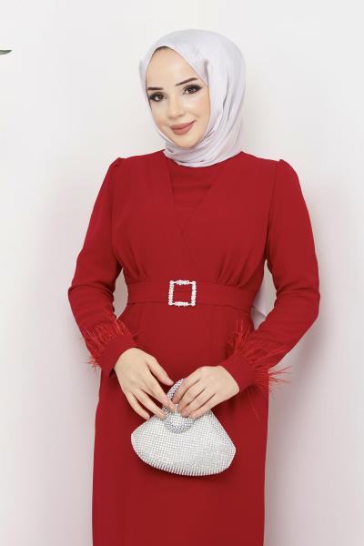 Selen Elbise Kırmızı Kırmızı