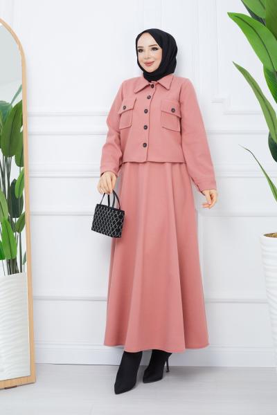 Nevra kaşe Takım Pembe Pembe