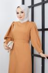 Düz Şık Elbise Camel Camel