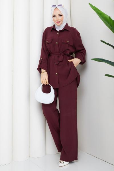 Kübra Takım Bordo Bordo