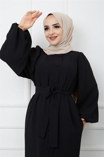 Aylis Ferace Elbise Siyah Siyah