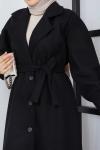 1. Kalite Kalın Fenomen Kaşe Kaban Siyah Siyah