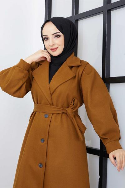 1. Kalite Kalın Fenomen Kaşe Kaban Camel Camel