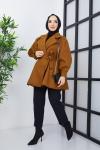Volanlı Kaban 1. Kalite Kalın Kaşe Camel Camel