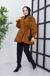 Volanlı Kaban 1. Kalite Kalın Kaşe Camel Camel