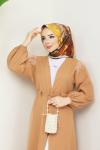 Tüy Detaylı Kap Camel Camel