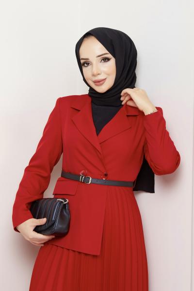 Ceket Elbise Kırmızı Kırmızı