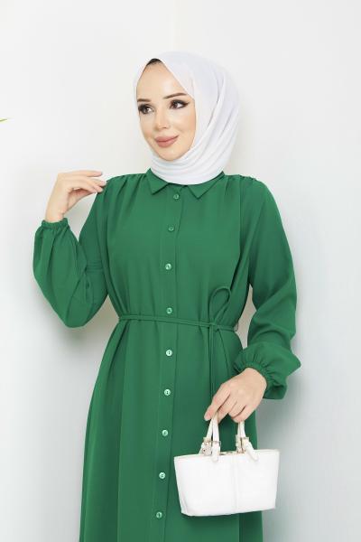Uzun Tunik Elbise Yeşil Yeşil