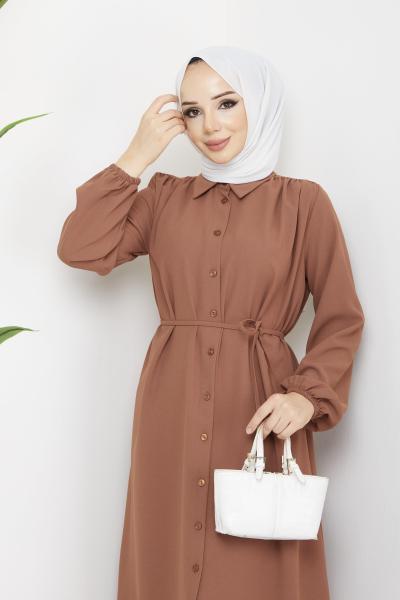 Uzun Tunik Elbise Camel Camel