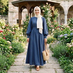 Balon Kol Tesettür Elbise