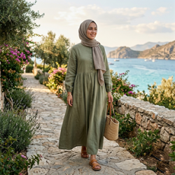 Keten Tesettür Elbise