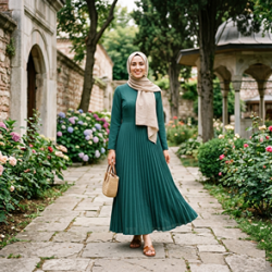 Pileli Tesettür Elbise